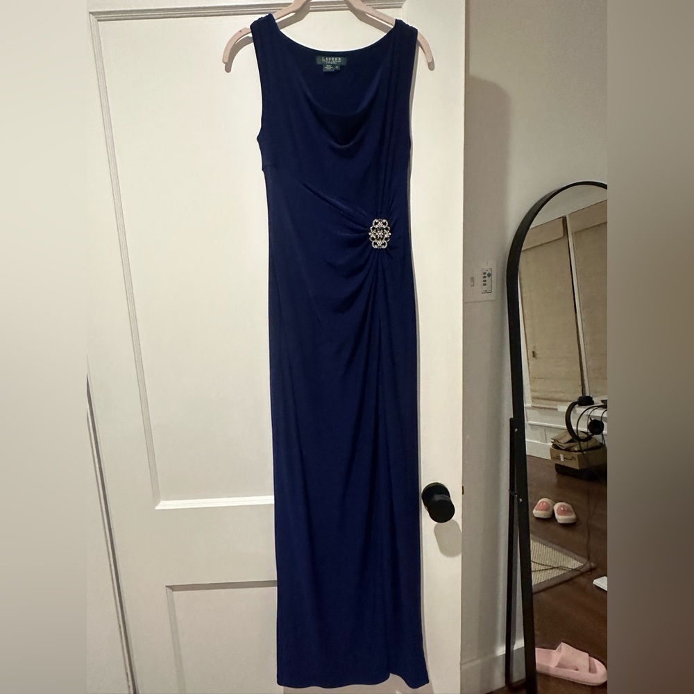 navy blue ralph lauren gown